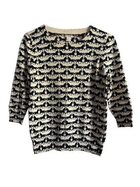 J.Crew 100% Merino Wool Horse Equestrian Sweater Women’s M 3/4 Sleeve Ivory